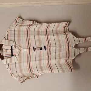 Linen tie-front short sleeve top